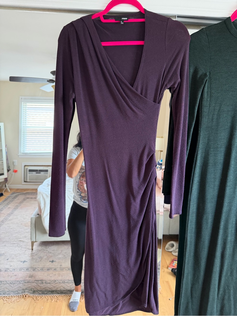 Express Long Sleeve Wrap Dress in Plum